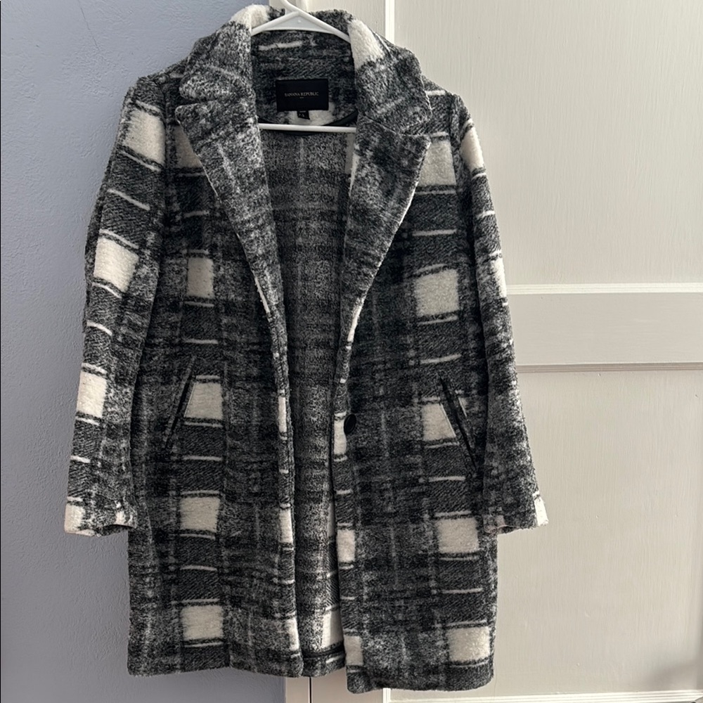Black and White Plaid Coat